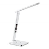 Wholesale - WHITE T-BAR CLOCK LED TASK LAMP +WIRELESS CHARGER, UPC: 92903946257